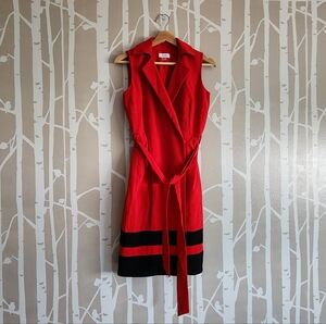 Calvin Klein: Red and Black Midi Dress
